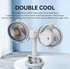 Dual Head Cooling Fan - Adjustable Desktop USB Fan