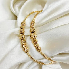Gold Plated Textured Bead Adjustable Bangle Set