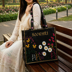 Sookhri Floral Embroidered Canvas Tote Bag