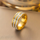 Satinless Steel white cubic zirconia Ring
