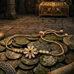 Adjustable Gold Sunflower Charm Bolo Bracelet-Each