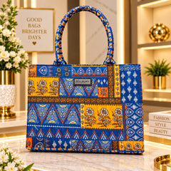 Zellbury Womens Ethnic Printed Canvas Tote Bag