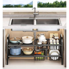 Extendable Under Sink Storage Rack with Baskets