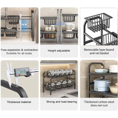 Extendable Under Sink Storage Rack with Baskets