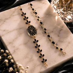 Fancy Beautiful Mira Design Stone Watch Plus Trending Tulip Hand Bracelets For Her - With Box