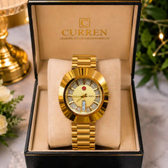 Curren Gold Crystal Stainless Steel Watch