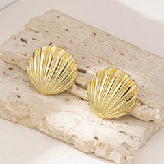 Satinless Steel Seashell Shaped Earrings - Each Pair