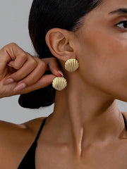 Satinless Steel Seashell Shaped Earrings - Each Pair
