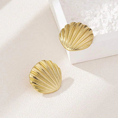 Satinless Steel Seashell Shaped Earrings - Each Pair