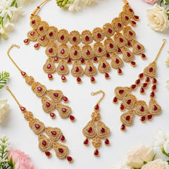 ZARCON Bridal Set Maroon – Beautiful Bridal Necklace Set
