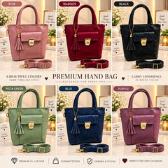 Marble Print Flap Pocket Top Handle Tote Bag with Tassel & Strap