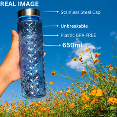 Crystal Diamond Design Plastic Water Bottle with Stainless Steel Lid