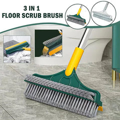 2-in-1 Rotatable Floor Scrub Brush & Rubber Squeegee Wiper