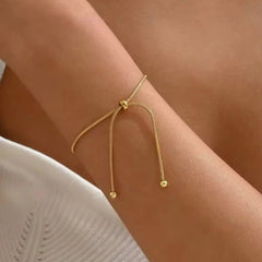 Gold Plated Adjustable Snake Chain Drawstring Bracelet