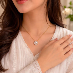 Elegant Gold Round Pearl Pendant Necklace - Each