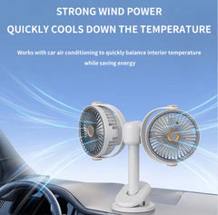 Dual Head Cooling Fan - Adjustable Desktop USB Fan