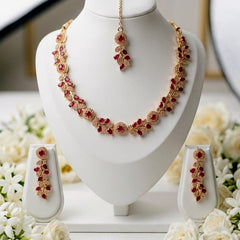 Elegant Cubic Zirconia Leaf Design Jewelry Set