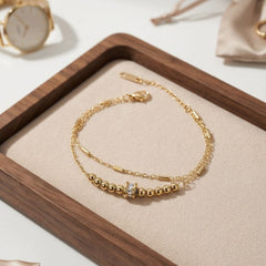 Stainless Steel Double Layer Bead Chain Bracelet - Each