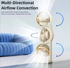 360° Circulation Three Head Table Fan - Rechargeable 5 Speed Wind Desktop Fan