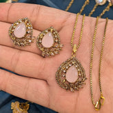 Zircon Locket Set – Locket & Earrings