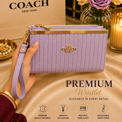 COACH Textured Leather Zip Wristlet
