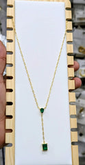 Stainless Steel pear-shaped green drop stone pendant - Each