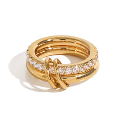 Stainless Steel Luxury Double Layer Ring