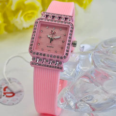 CD Collection Square Rhinestone Womens Watch