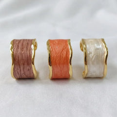 Golden Textured Marbled Enamel Ring