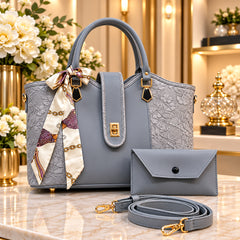 Embossed Floral Leather Womens Handbag Set