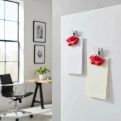 Pack of 3 lip-shaped clipboard magnets