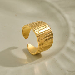 Stainless Steel wide open-band cuff ring - Each