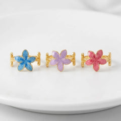 Golden Speckled Enamel Flower Ring