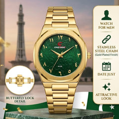 Chaxigo Men's Luxury Timepiece - Emerald and Gold Edition