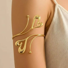 Stainless Steel double-heart orbital arm cuff - Each
