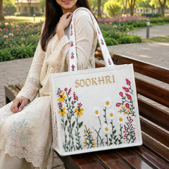 Sookhri Floral Embroidered Canvas Tote Bag