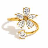 Stainless Steel Flower Adjustable ring
