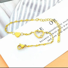 Elegant Gold Heart Charm Bracelet - Each