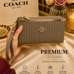 COACH Textured Leather Zip Wristlet