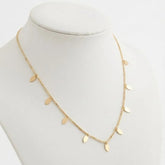 Delicate Gold Leaf Charm Drop Choker Necklace