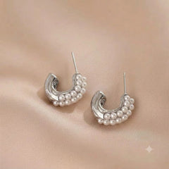 Mini Pearl Hoops Earrings Golden & Silver - Each