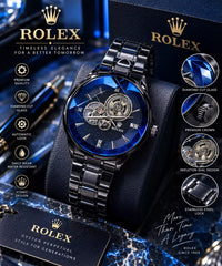 Rolex-style two-tone automatic skeleton men's watch