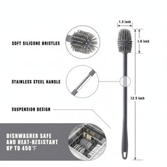 Silicone Brush for Bottle Feeder Brush, with 13" Long Handle for Water Bottles