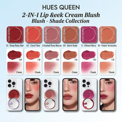 Hues Queen phone Ring Holder Style Lip & Cheek Cream Blush