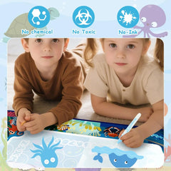 Water Doodle Mat Aqua Magic for Children with Water Pen Tools Stamps Accessories