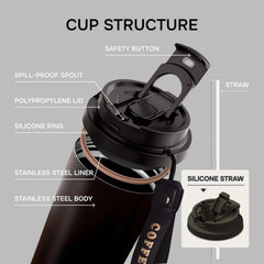 Stainless Steel Vacuum Insulated Cup with Straw - 530ml