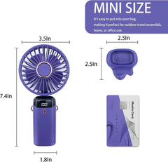 Portable Handheld Personal Rechargeable Fan LED Digital Display