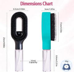 Wanmei 2-in-1 Water Mist Spray Hair Brush - All Hair Types - Each