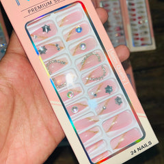 Professional Premium Series Artifical Nails With Free Stickers (24Pcs)