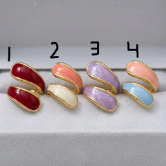 Gold Plated Enamel Asymmetric Adjustable Ring